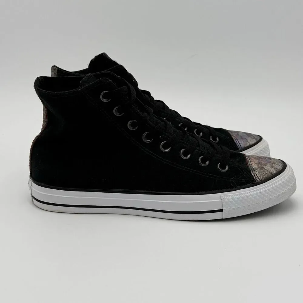 Converse All Star Chuck Taylor High Top Lace Up Black Basketball Shoes with Meta